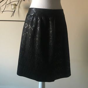 Vintage Tory Burch Siri Black Metallic Geometric Print Straight Skirt Size 10